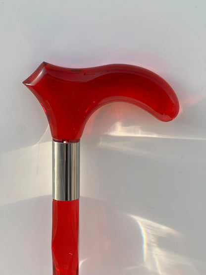 Red Acrylic Walking Stick – Support